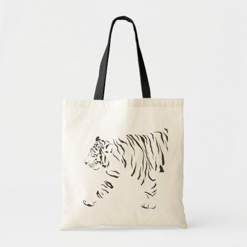 Tiger black and white wrap around tote bag