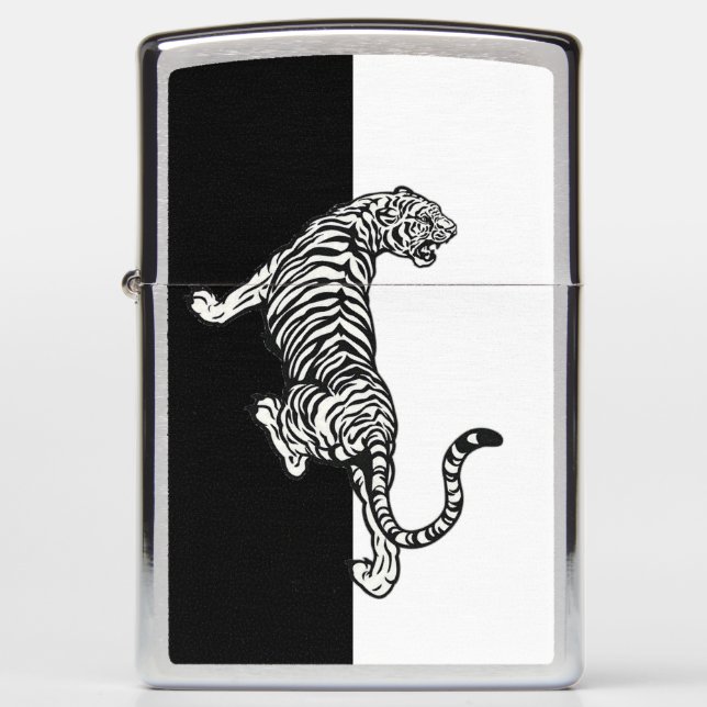Tiger black and white Zippo Lighter (Front)