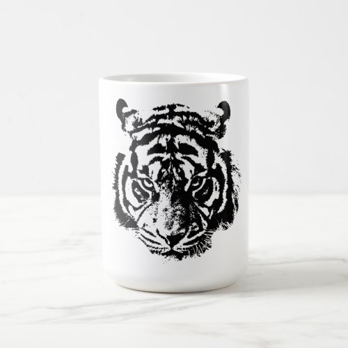 Tiger Black  White Pop Art Motivation Coffee Mug