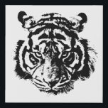 Tiger Black & White Pop Art Motivation Faux Canvas Print<br><div class="desc">Tiger Art  Artwork Image - College Pop Art - Wild Animals - World of Extreme Animals - Most Ferocious Creatures Computer Images - Digital Comic Style Animal Art</div>