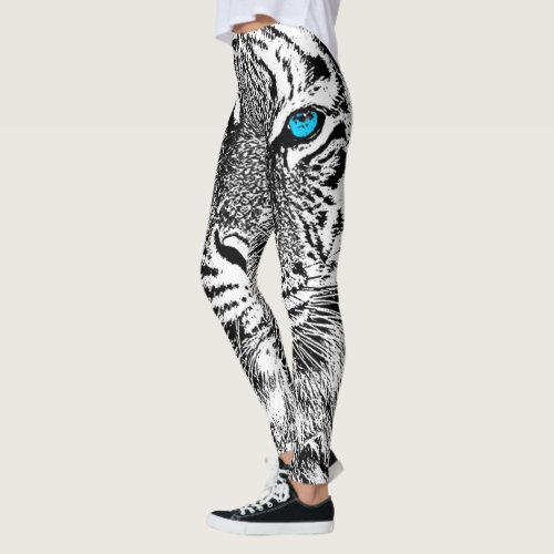 Tiger Blue Eyes Decor on Leggings