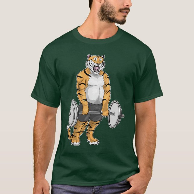Tiger Bodybuilder Dumbbell Bodybuilding T-Shirt (Front)