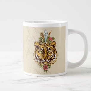 Tiger Boho Style Portrait Giant Coffee Mug