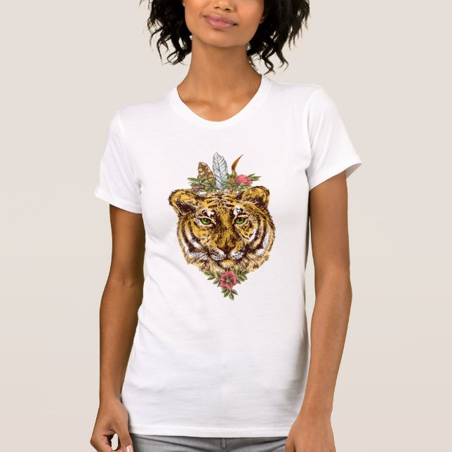 Tiger Boho Style Portrait T-Shirt (Front)