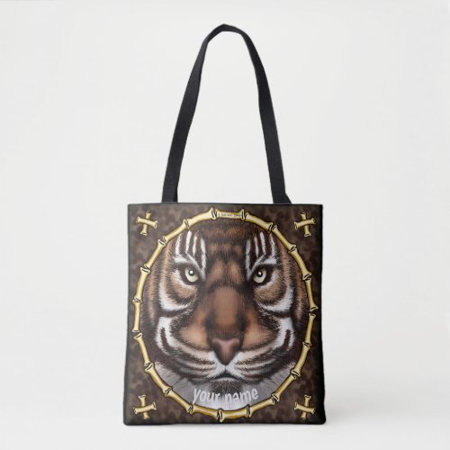 Tiger Bones all over custom name Tote Bag