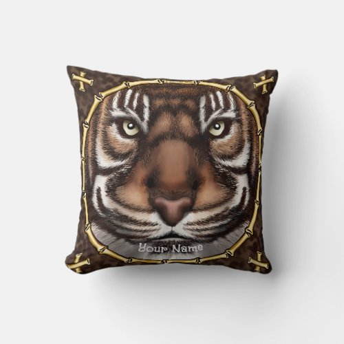 Tiger Bones custom name Throw Pillow