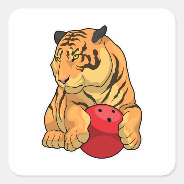 Tiger Bowling Bowling ball Square Sticker (Front)