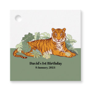 Tiger boy party, animal jungle favor tags