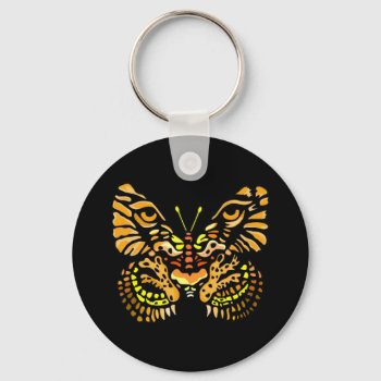 Tiger Butterfly  Keychain by PugWiggles at Zazzle
