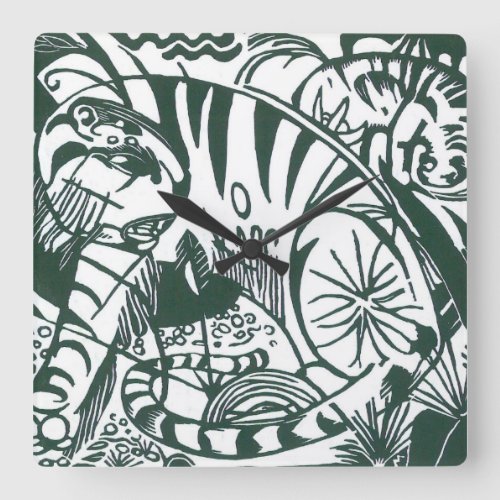 Tiger by Franz Marc Vintage Expressionism Art Square Wall Clock