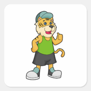 Tiger Cap Square Sticker