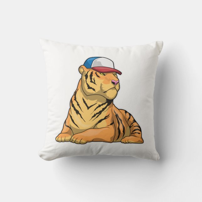 Tiger Cap Throw Pillow (Front)