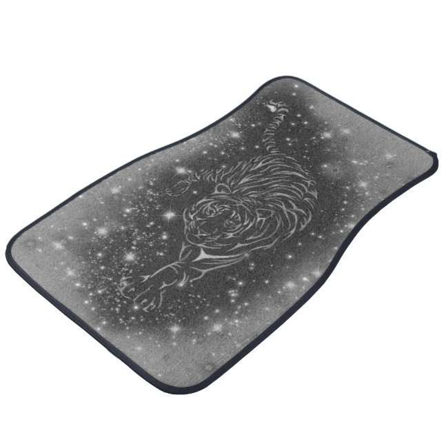 Tiger Car Floor Mat Running In Starry Night (Angled)