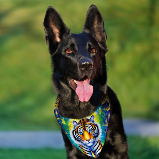 Tiger Cartoon Art Pet Bandana Collar
