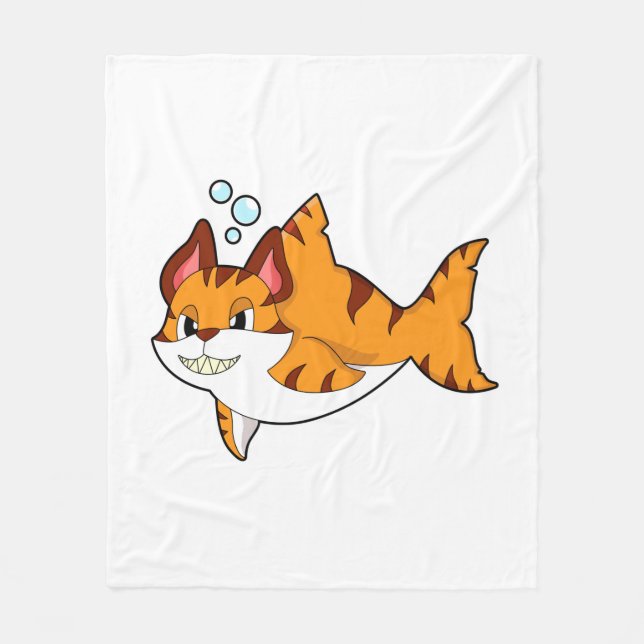 Tiger cat as Shark in Water.PNG Fleece Blanket (Front)