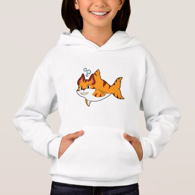 Tiger cat as Shark in Water.PNG Hoodie (Front)