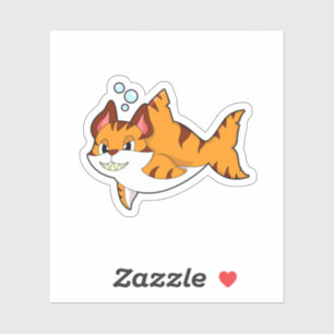 Tiger cat as Shark in Water.PNG Sticker