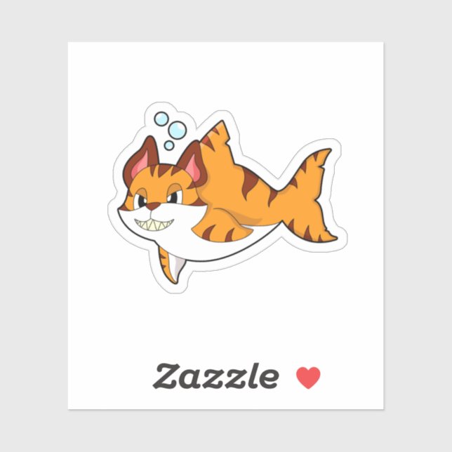 Tiger cat as Shark in Water.PNG Sticker (Sheet)