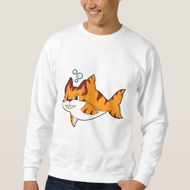 Tiger cat as Shark in Water.PNG Sweatshirt (Front)