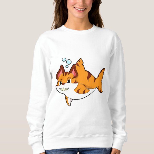 Tiger cat as Shark in Water.PNG Sweatshirt (Front)