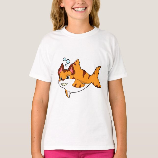 Tiger cat as Shark in Water.PNG T-Shirt (Front)