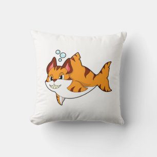 Tiger cat as Shark in Water.PNG Throw Pillow