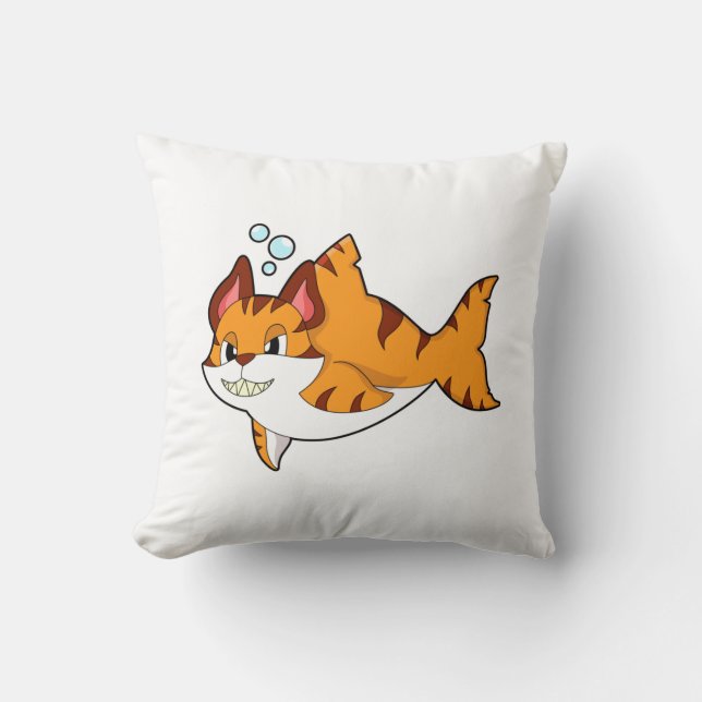 Tiger cat as Shark in Water.PNG Throw Pillow (Front)