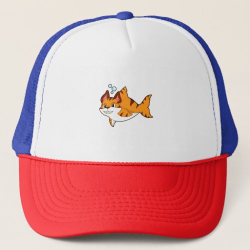 Tiger cat as Shark in WaterPNG Trucker Hat