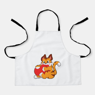 Tiger cat at Love with Heart.PNG Apron