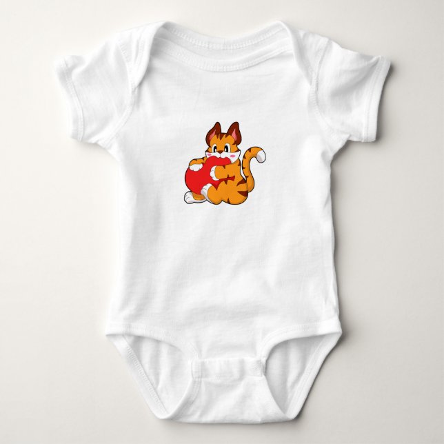 Tiger cat at Love with Heart.PNG Baby Bodysuit (Front)
