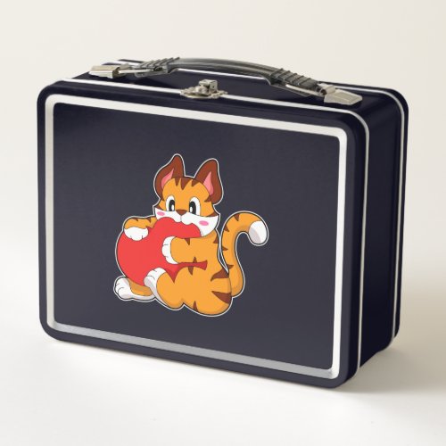 Tiger cat at Love with HeartPNG Metal Lunch Box