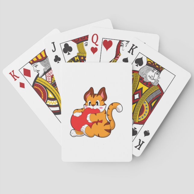 Tiger cat at Love with Heart.PNG Poker Cards (Back)