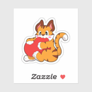 Tiger cat at Love with Heart.PNG Sticker