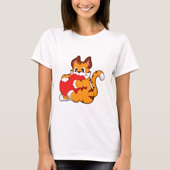 Tiger cat at Love with Heart.PNG T-Shirt (Front)
