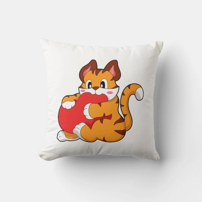 Tiger cat at Love with Heart.PNG Throw Pillow (Front)