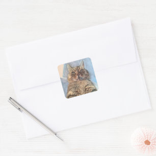 Tiger Cat Illustration Design Square Sticker