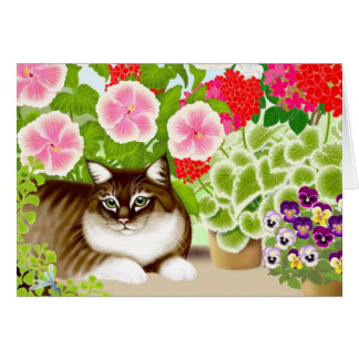 Tiger Cat in Garden Jungle Cards