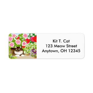 Tiger Cat in Garden Label