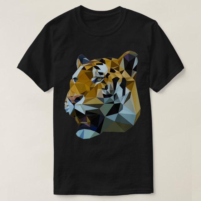 Tiger Cat Low Poly Artistic Design  T-Shirt (Design Front)