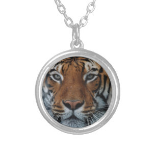 Tiger Cat Stripes Jungle Mist Animal Silver Plated Necklace