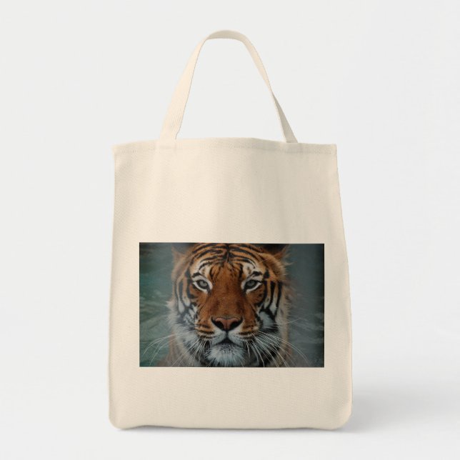 Tiger Cat Stripes Jungle Mist Animal Tote Bag (Front)