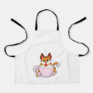 Tiger cat with Cup of Milk.PNG Apron