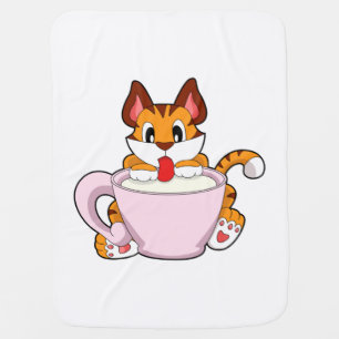 Tiger cat with Cup of Milk.PNG Baby Blanket