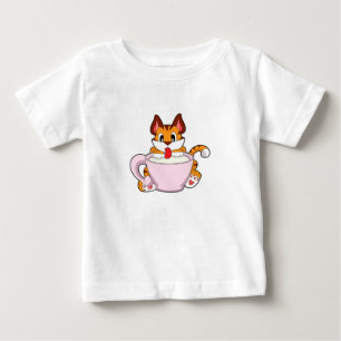 Tiger cat with Cup of Milk.PNG Baby T-Shirt