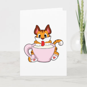 Tiger cat with Cup of Milk.PNG Card