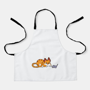 Tiger cat with Mouse Apron
