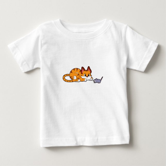 Tiger cat with Mouse Baby T-Shirt (Front)