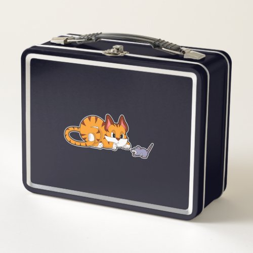 Tiger cat with Mouse Metal Lunch Box