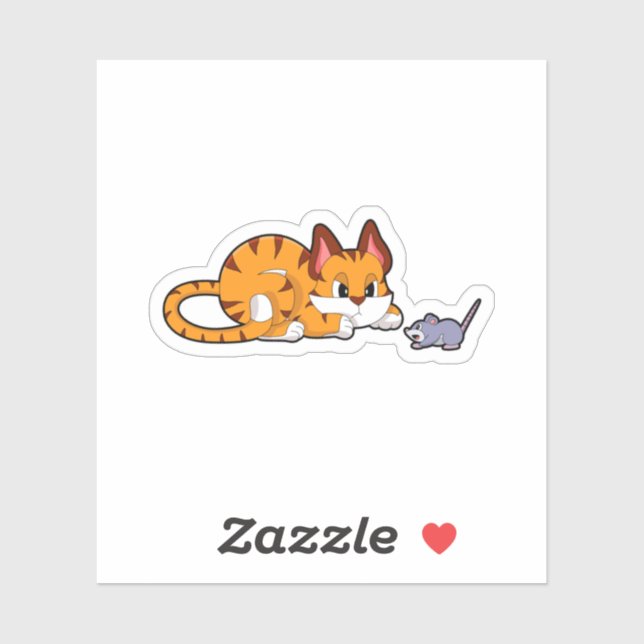 Tiger cat with Mouse Sticker (Sheet)