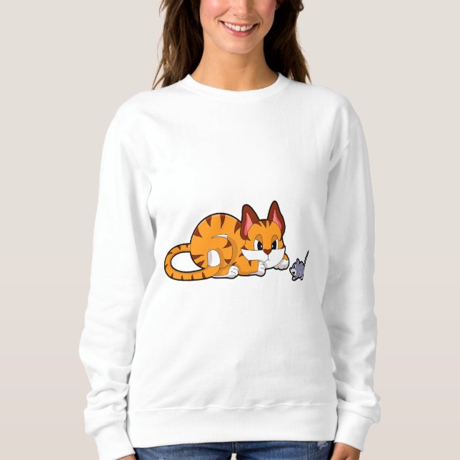 Tiger cat with Mouse Sweatshirt (Front)
